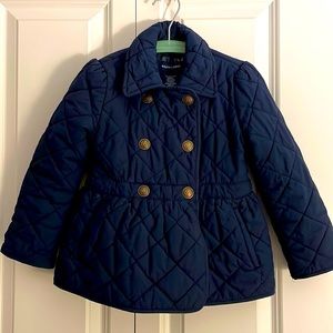 Ralph Lauren Navy Blue Button Quilted Peacoat